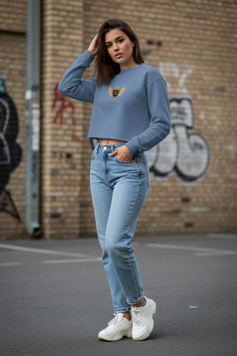 Cropped Pullover Dusty Blue