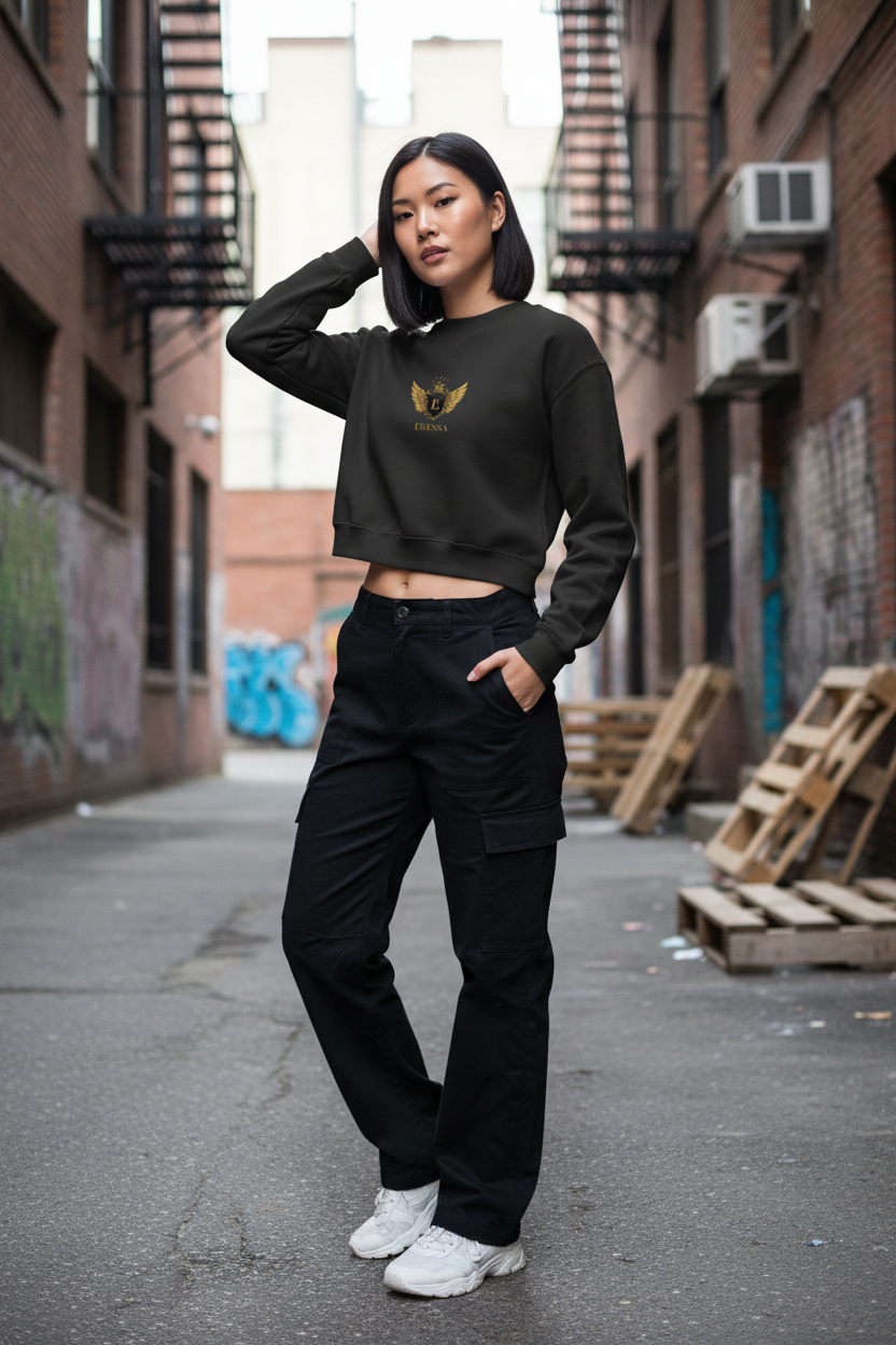 Cropped Pullover Schwarz