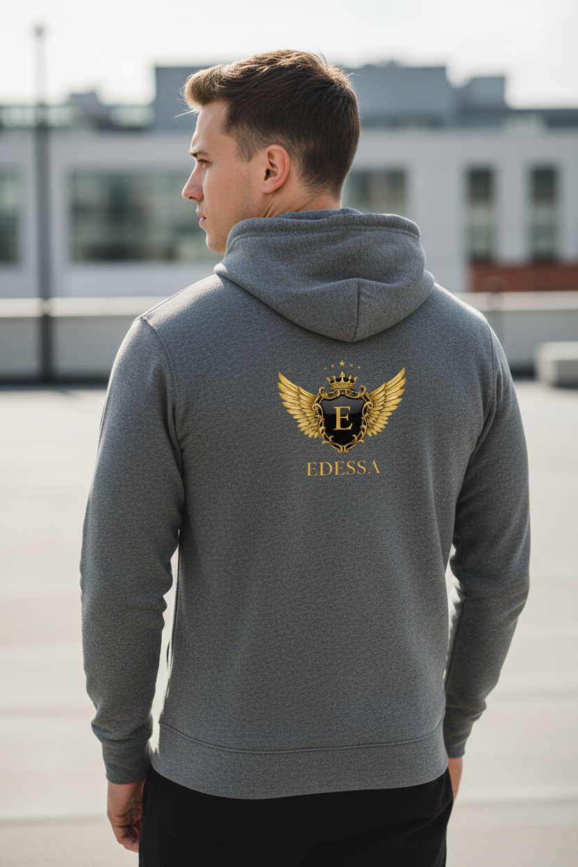EDESSA Champion Zip Hoodie Charcoal – Mann Rücken