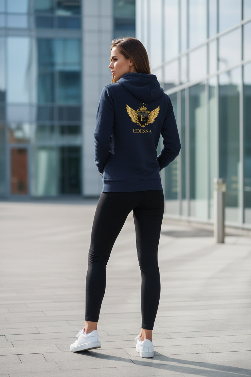 EDESSA Champion Zip Hoodie Marine – Frau Rücken