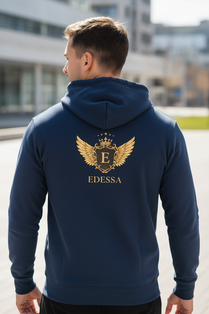 EDESSA Champion Zip Hoodie Marine – Mann Rücken