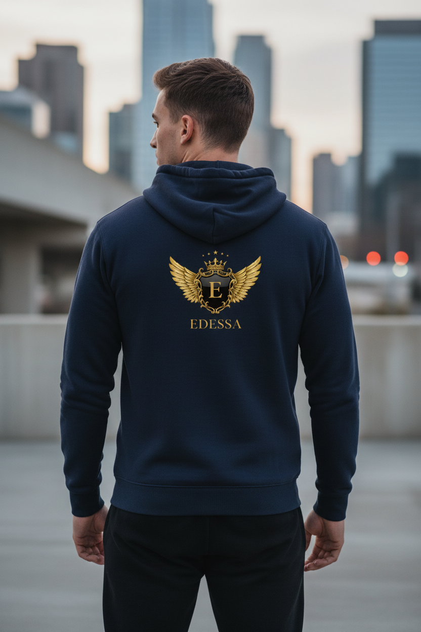 EDESSA Champion Zip Hoodie Marine – Mann Rücken