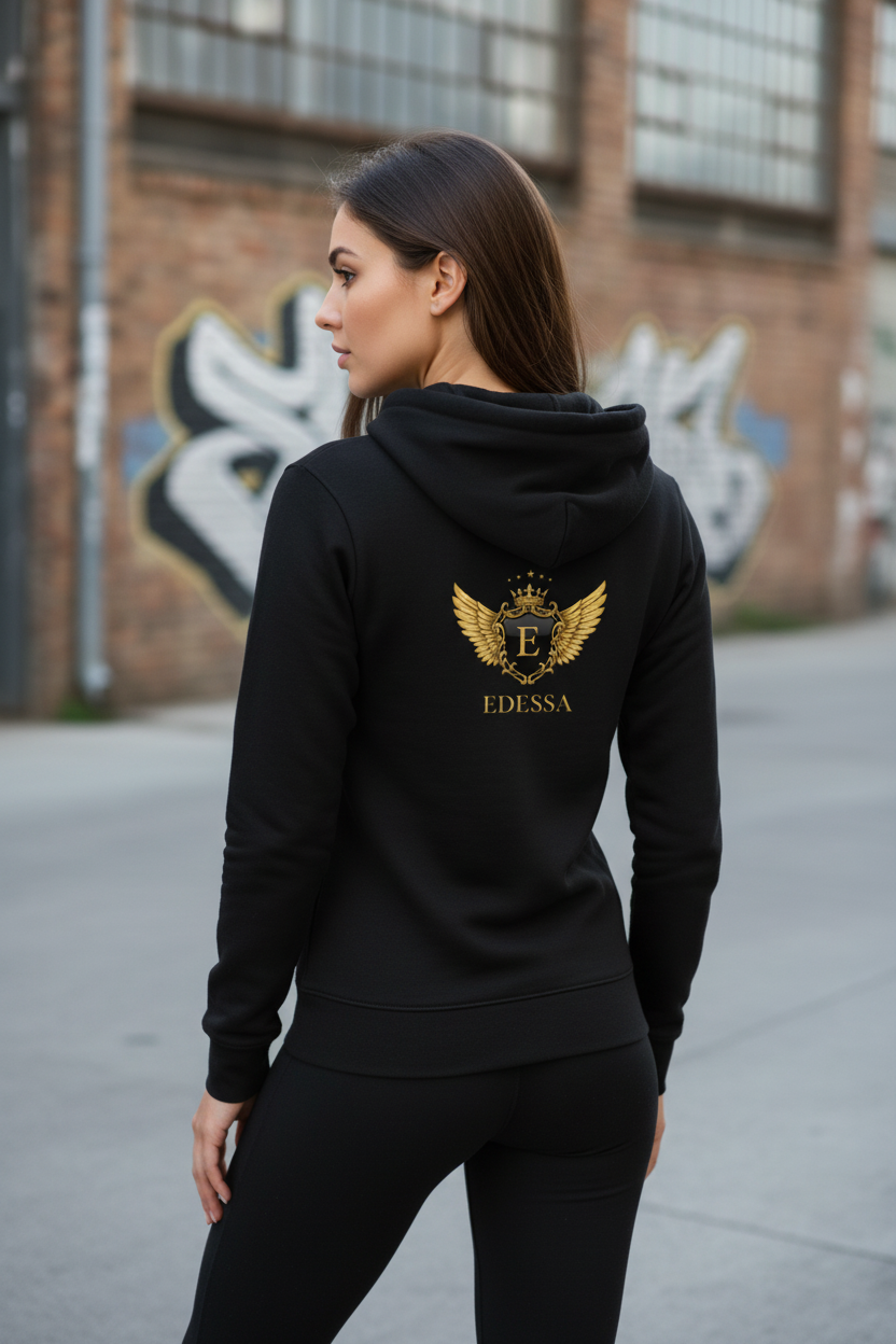 EDESSA Champion Zip Hoodie Schwarz – Frau Rücken