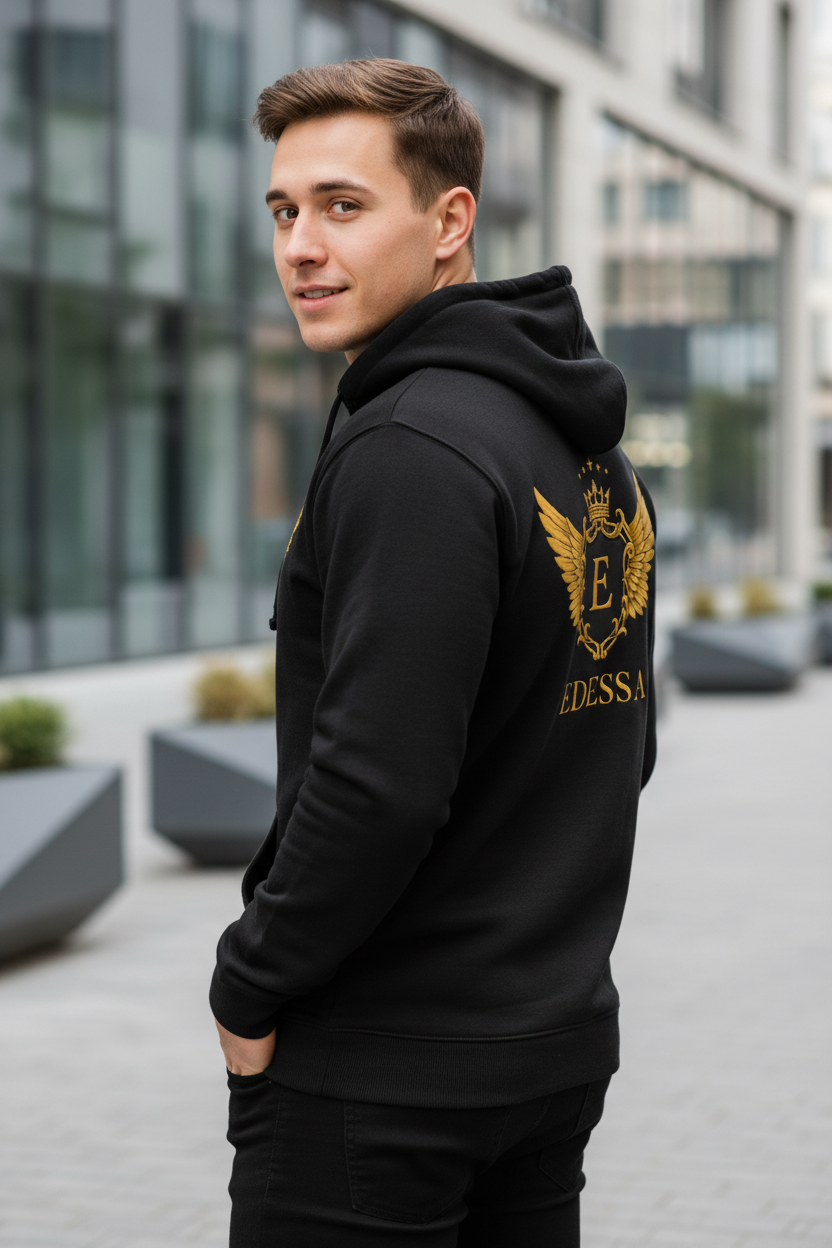 EDESSA Champion Zip Hoodie Schwarz – Mann