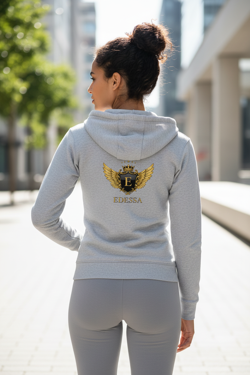EDESSA Champion Zip Hoodie Silver Grey – Frau Rücken