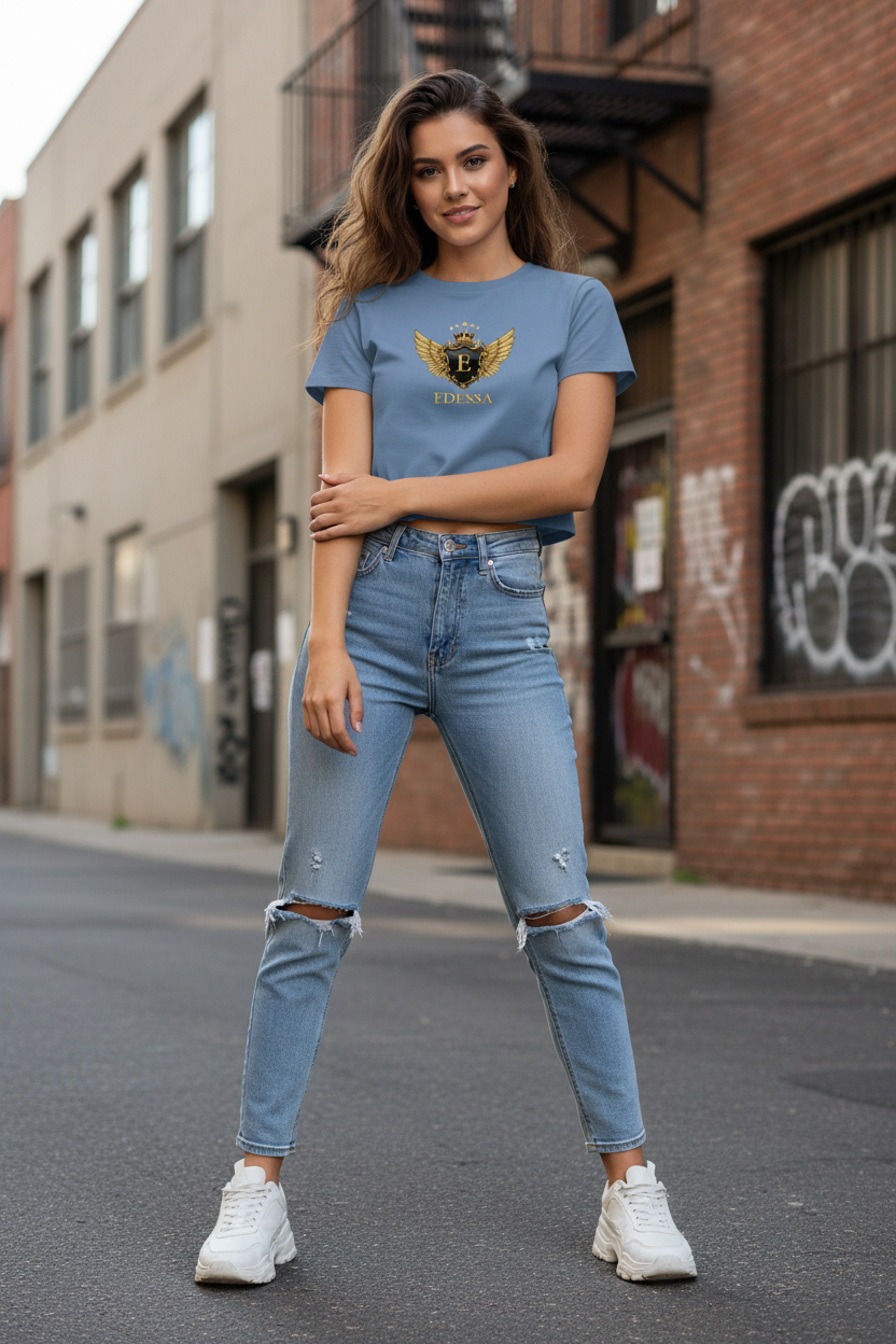 EDESSA Crop-Top Dusty Blue