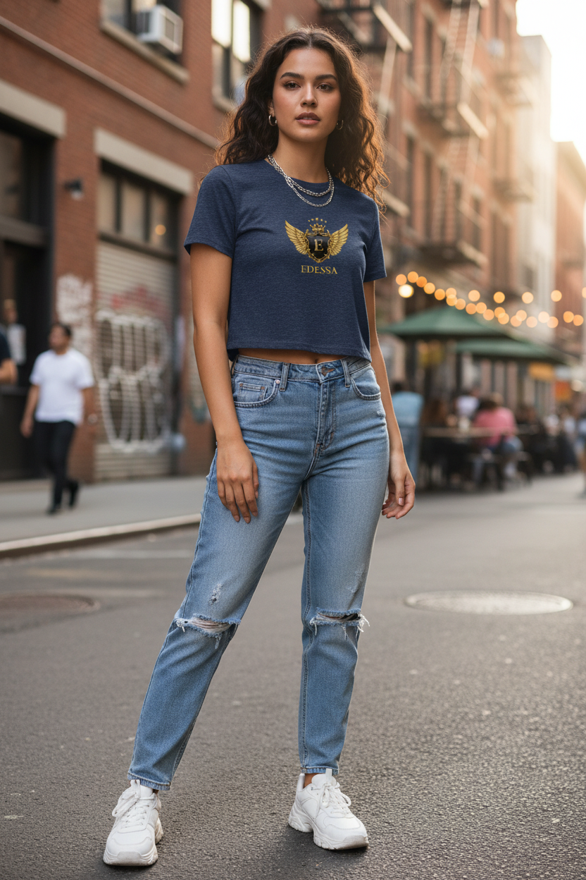 EDESSA Crop-Top Heather Navy