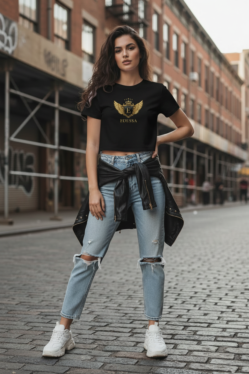 EDESSA Crop-Top Schwarz