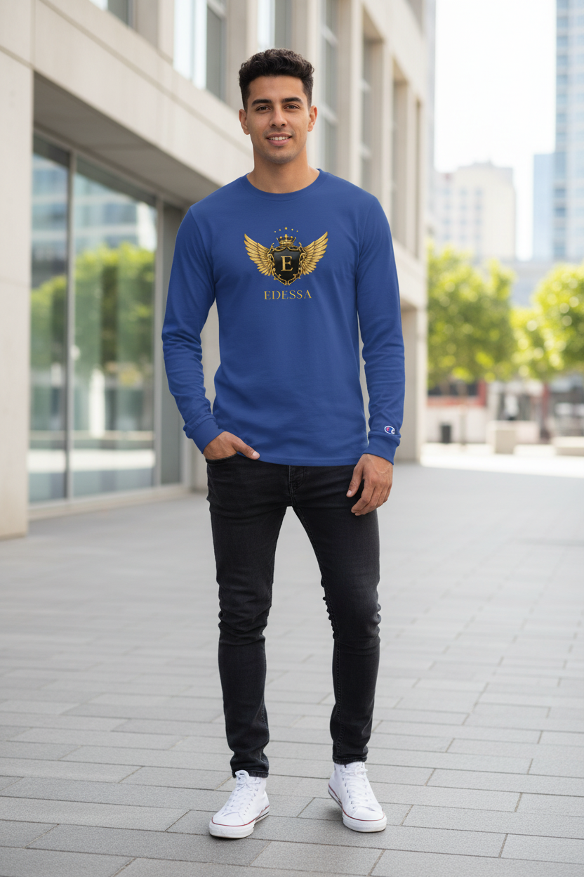 EDESSA Langarm Royal Blue – Mann Vorderseite