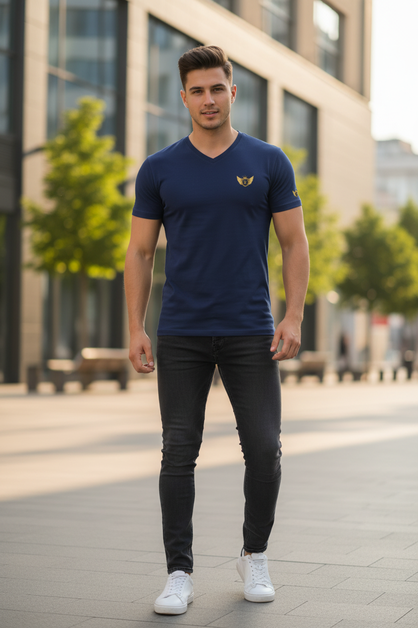 EDESSA V-Neck Navy – Mann