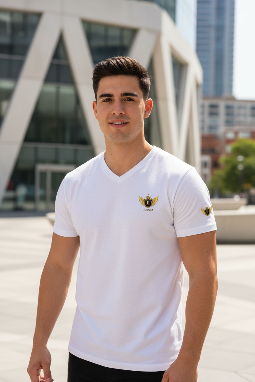 EDESSA V-Neck White – Mann