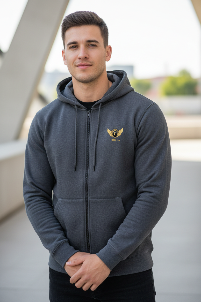 EDESSA Zip Hoodie Charcoal – Mann