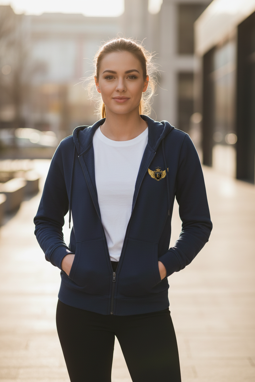 EDESSA Zip Hoodie Marina – Frau, Logo kleiner