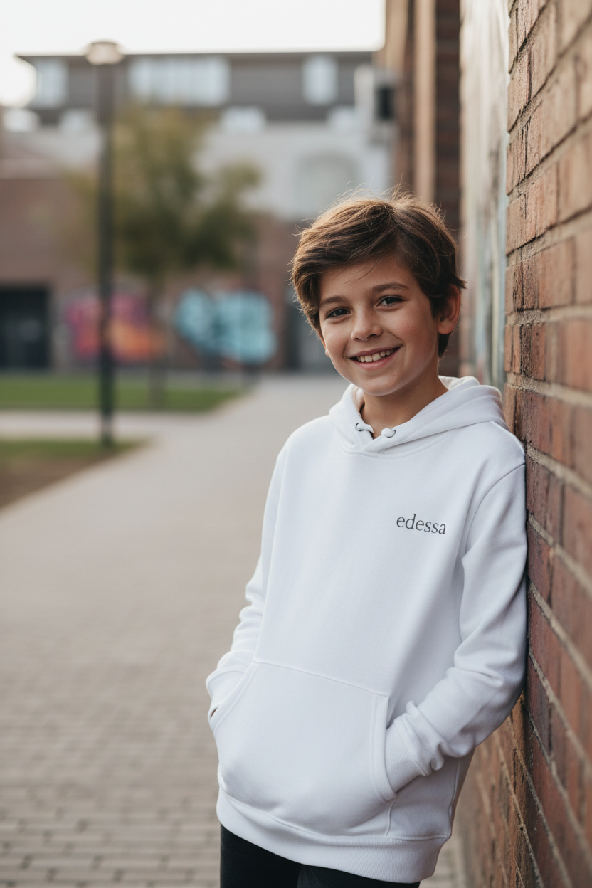 Junge weißer Kinder-Hoodie