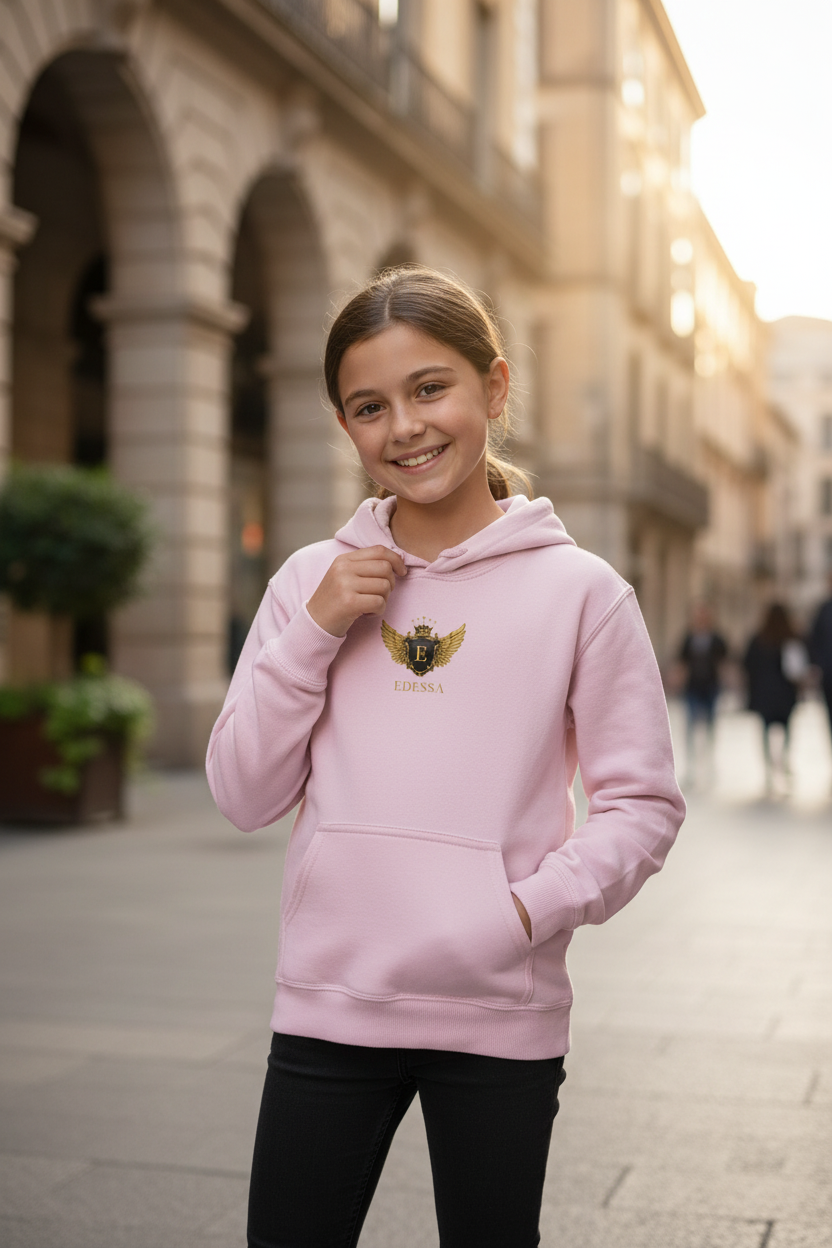 Mädchen Hell-Pink Hoodie EDESSA Logo