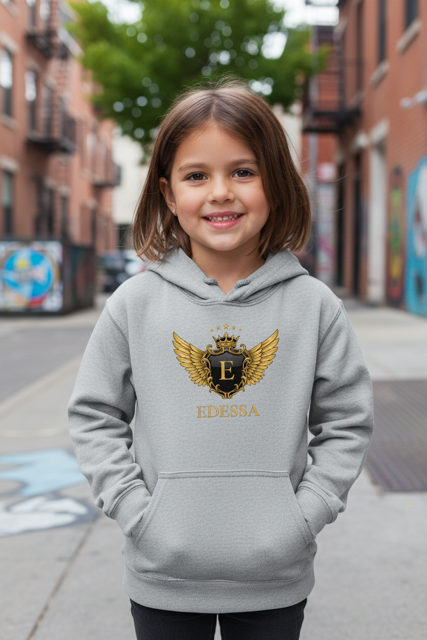 Mädchen Sport Grey Hoodie EDESSA Logo