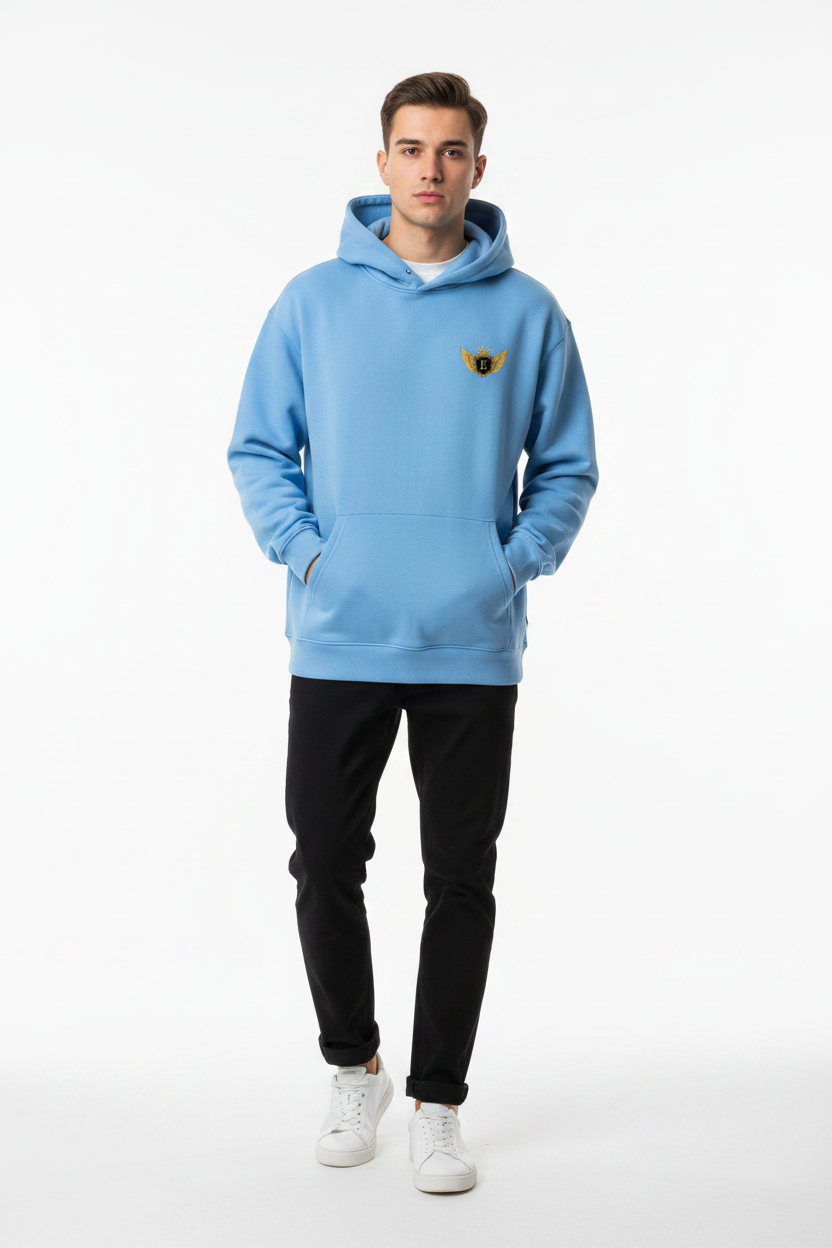 Mann Hellblau Hoodie