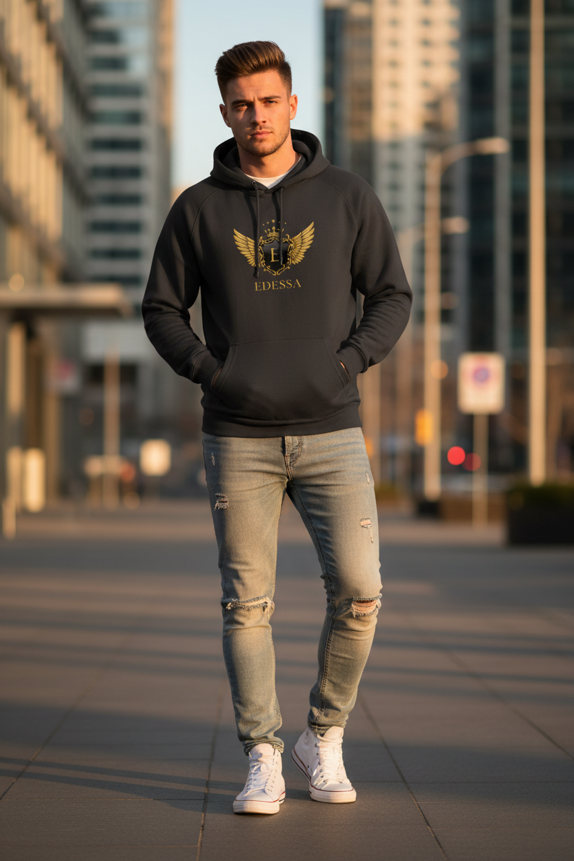 Mann mit EDESSA Hoodie – Version 2