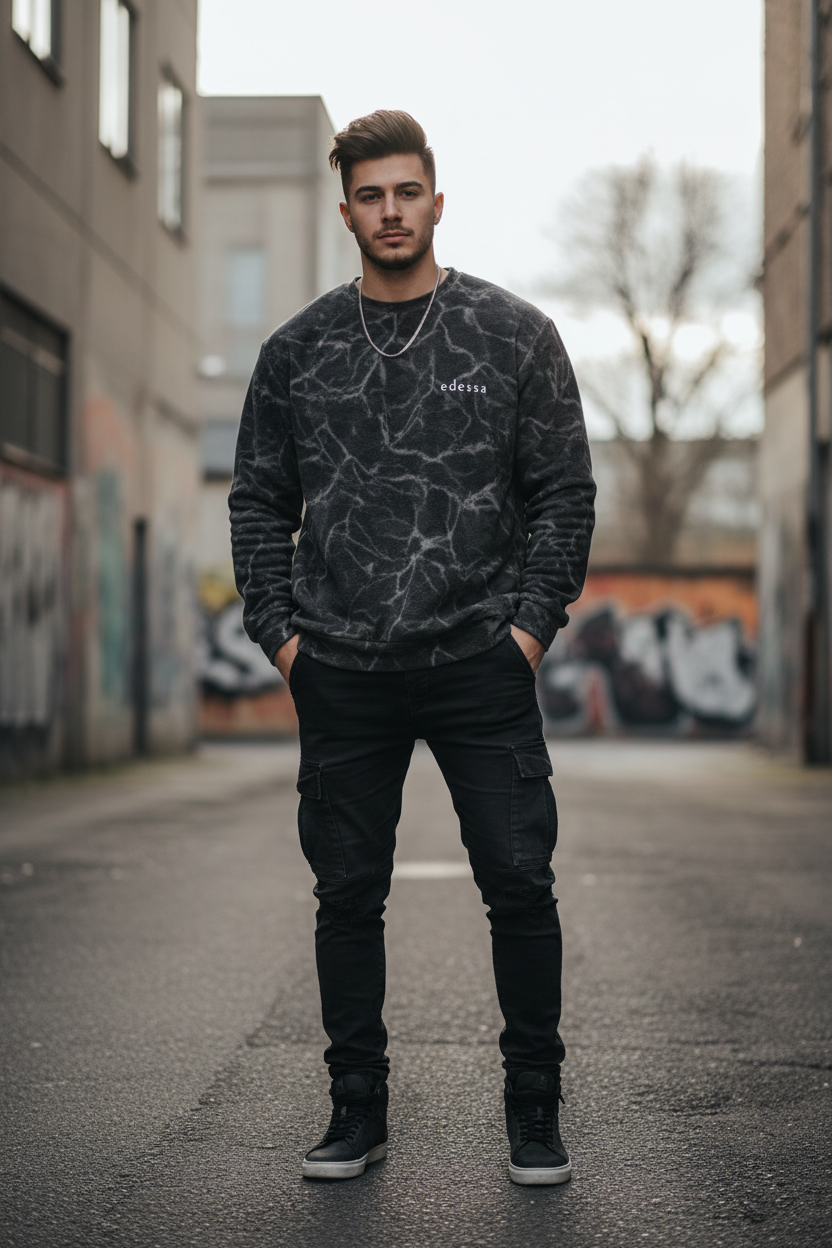 Pullover Dark Grey Marble